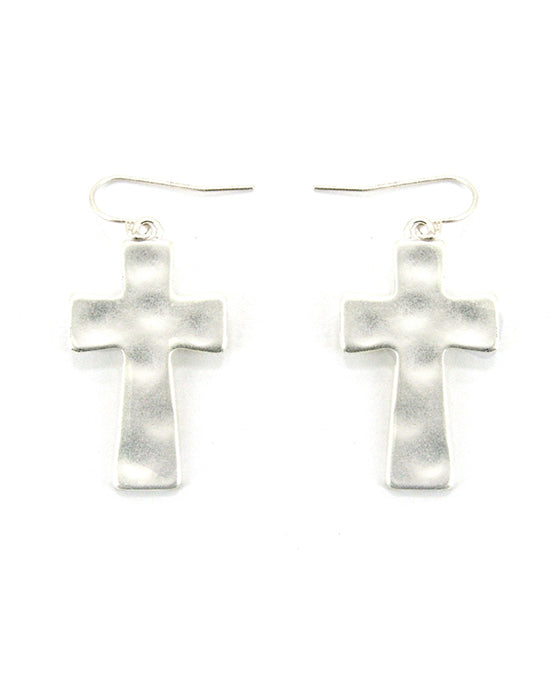 Hammer Texture Cross Earring