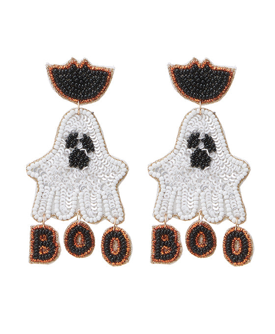 Ghost Halloween Beaded Earring