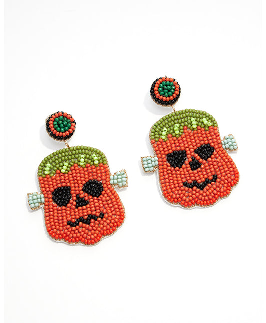 Pumpkin Beaded Earring