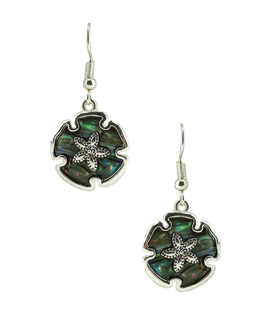 Sand Dollar Abalone Earring