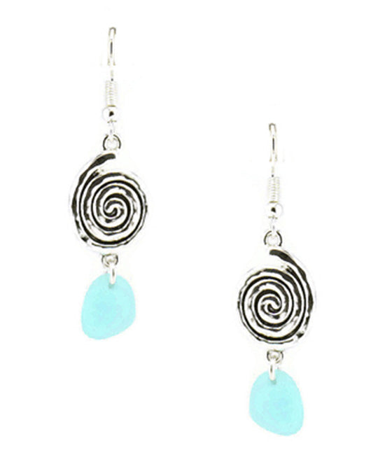 Swirl Design w/ Sea Glass Round Earring