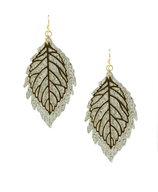 Synthetic Leather Leaf Hoop Earring