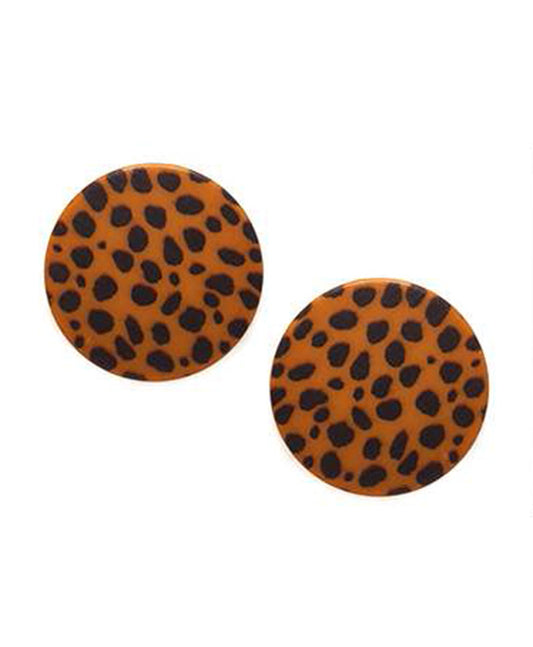 Leopard Round Shape Post Earring