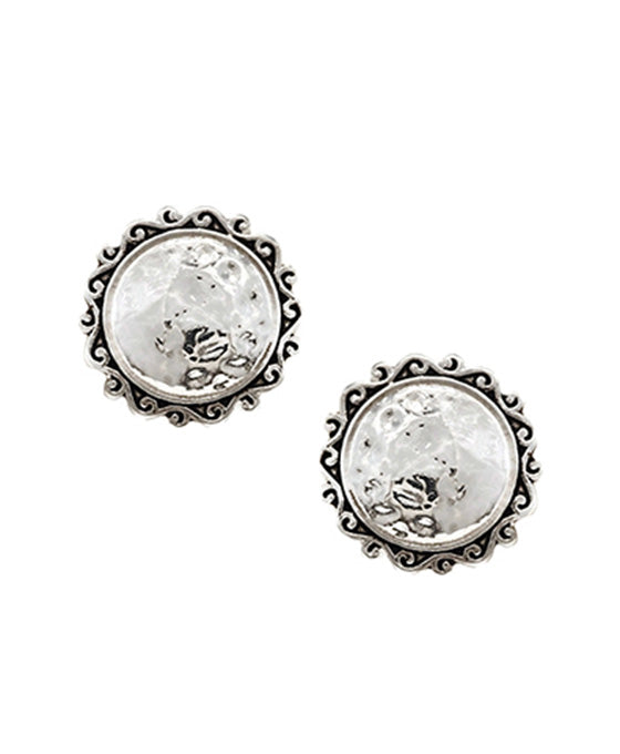 Round Tailored w/ Hammered Clip Earring