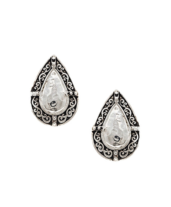 Teardrop Tailored w/ Hammered Clip Earring