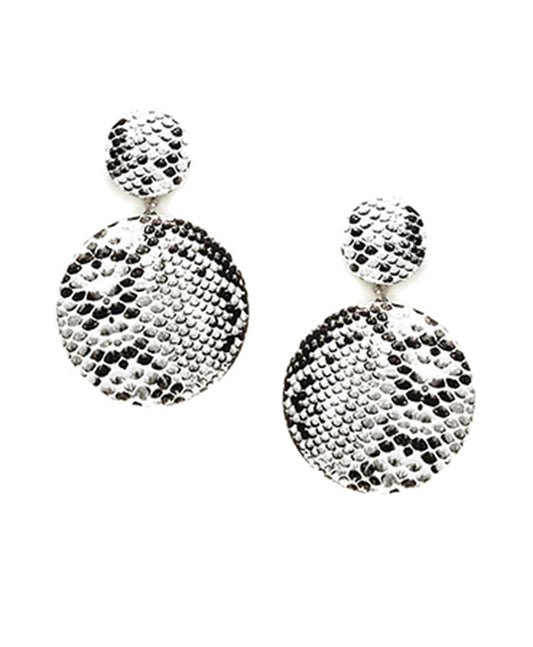 Round Shape Snake Skin Post Earring