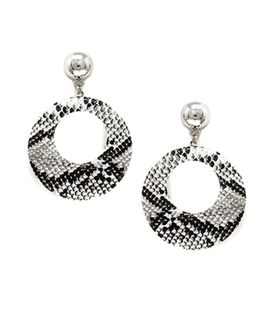 Open Cut Round Snake Skin Post Earring