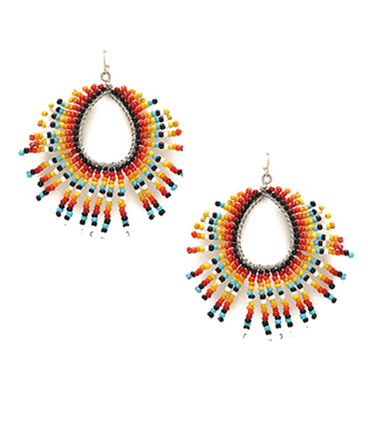 Teardrop Shape Seed Bead Earring