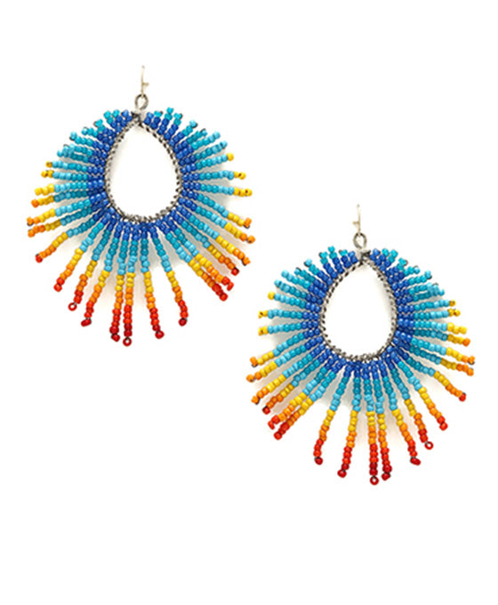 Teardrop Shape Seed Bead Earring