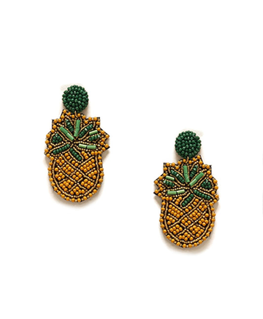 Pineapple Seed Bead Post Earring