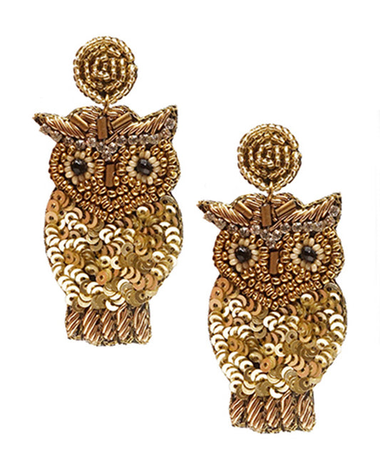 Owl Seed Bead Post Earring