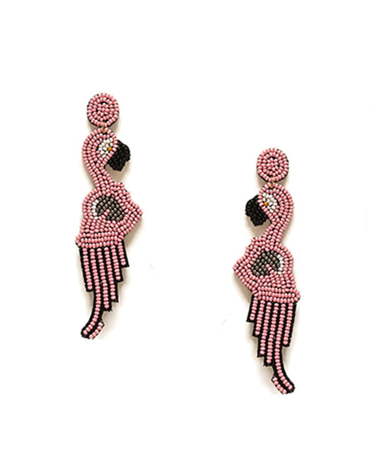 Flamingo Seed Bead Post Earring