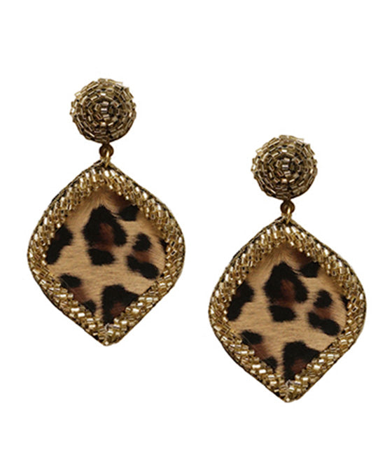 Animal Print Seed Bead Post Earring