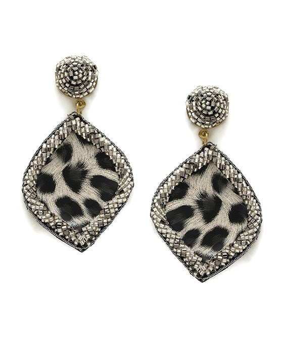 Animal Print Seed Bead Post Earring