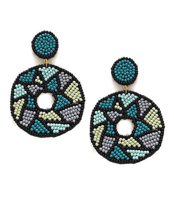 Seed Bead Mosaic Pattern Post Earring