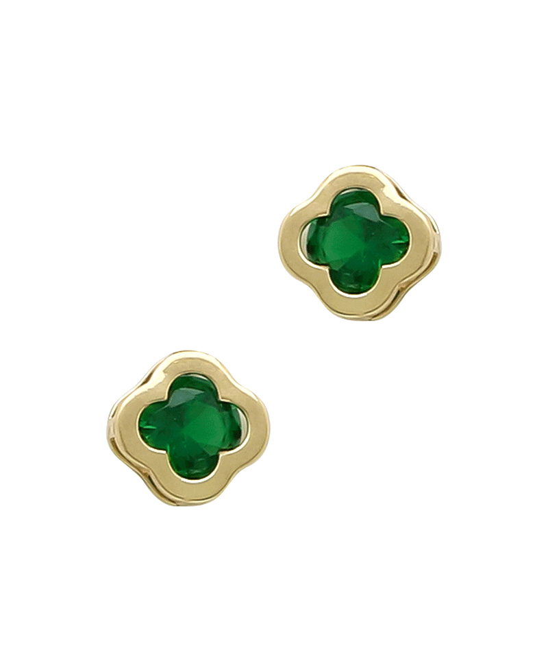 Glass Stone Clover Earring