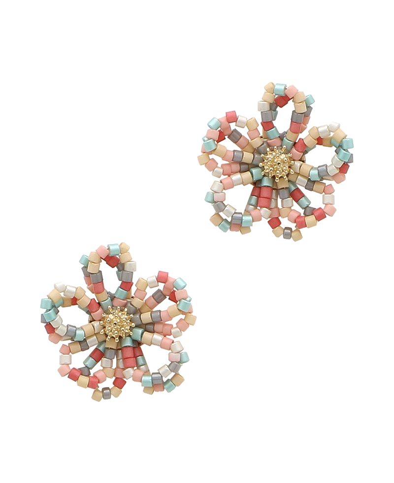 Seed Bead Flower Earring