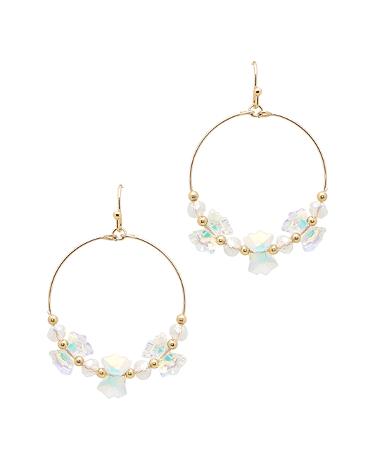 Wire Circle w/ Crystal Beads Earring