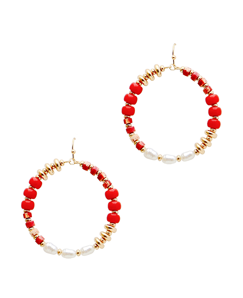 Multi Bead Round Earring