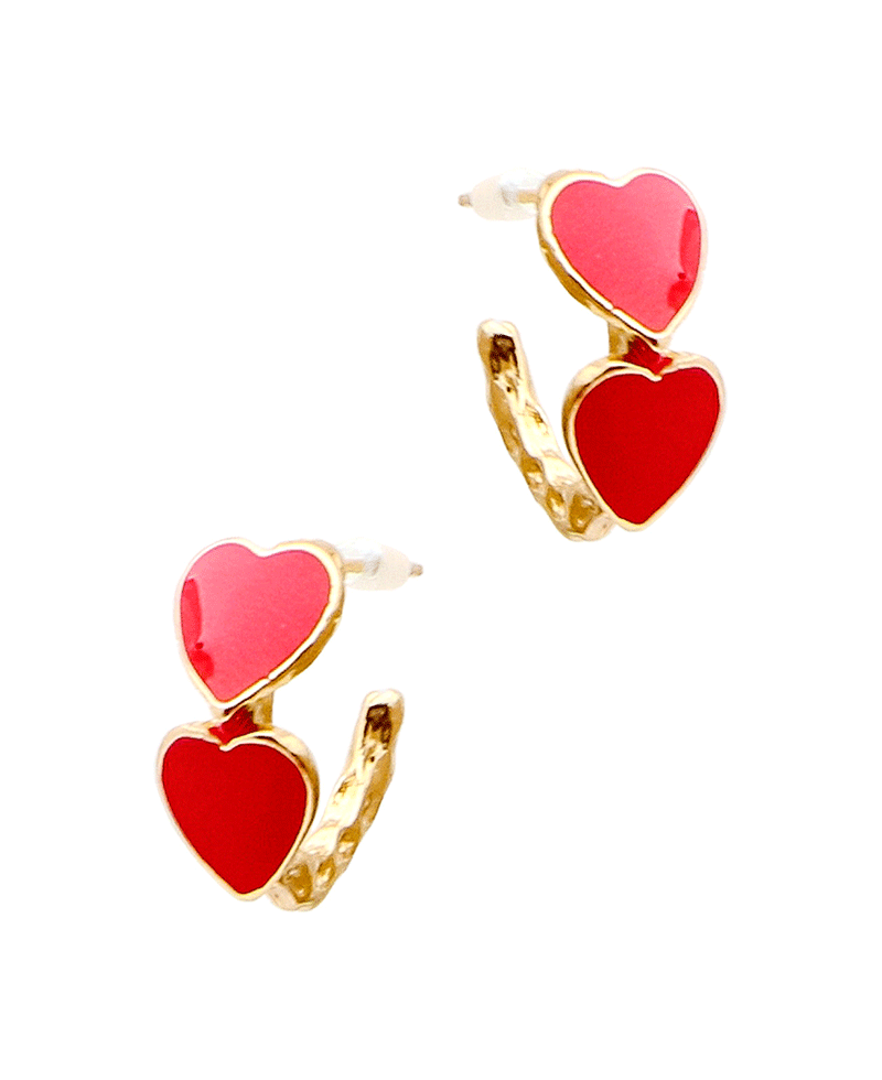 Double Heart Hoop Earring