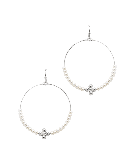 Pearl w/ CCB Cross Circle Earring