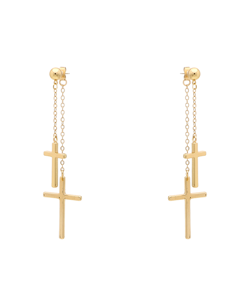 Double Cross Dangle Post Earring