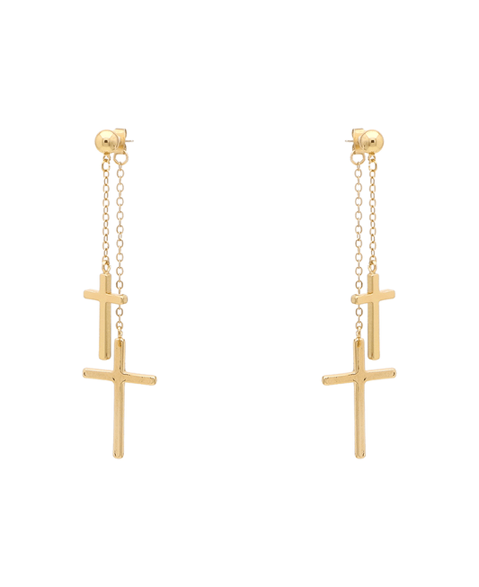 Double Cross Dangle Post Earring