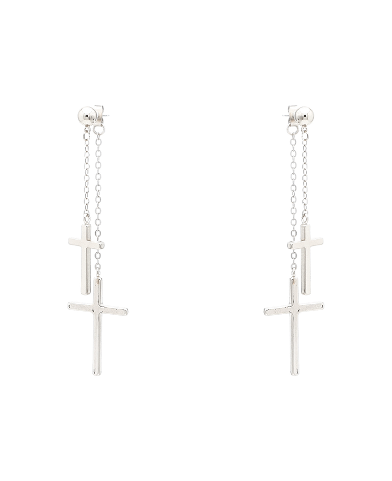 Double Cross Dangle Post Earring