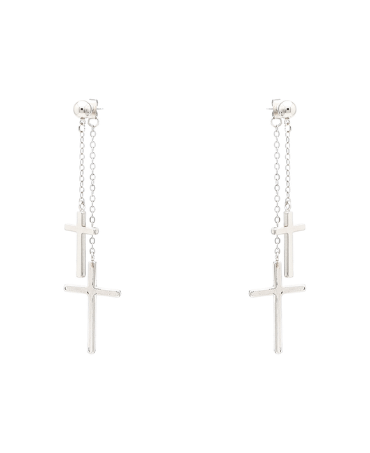 Double Cross Dangle Post Earring