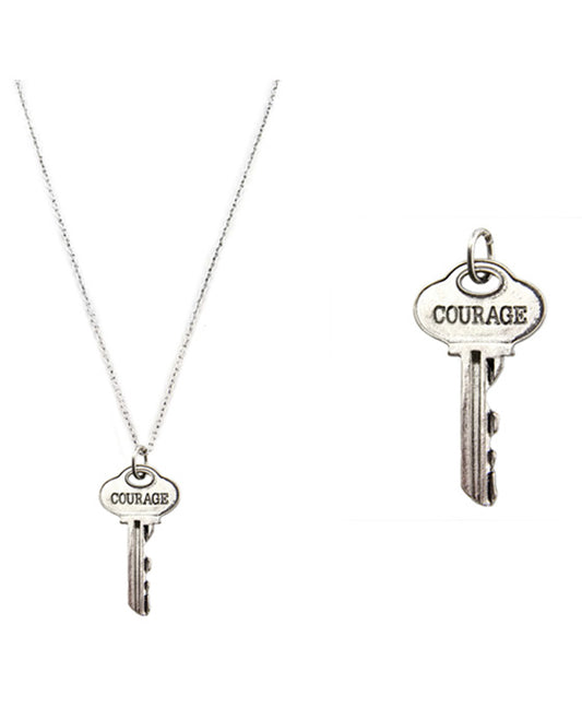 Message Key Pendant Necklace - COURAGE