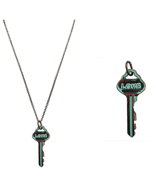 Message Key Pendant Necklace - LOVE