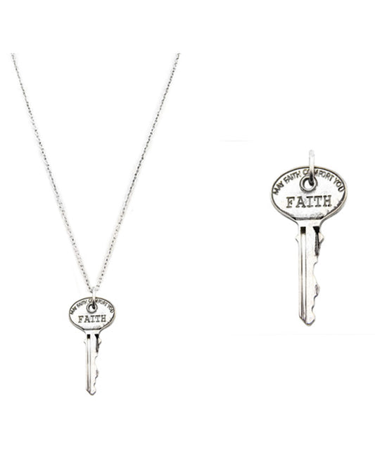 Message Key Pendant Necklace - FAITH