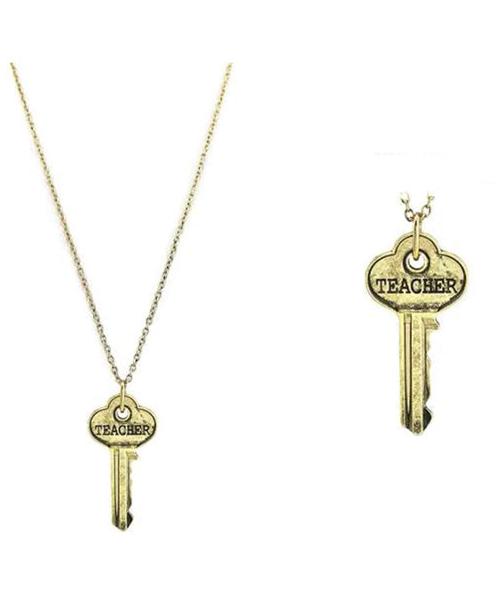 Message Key Pendant Necklace -TEACHER