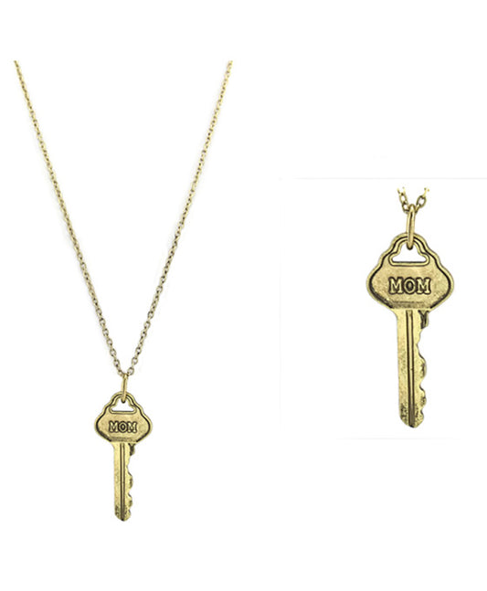 Message Key Pendant Necklace - MOM