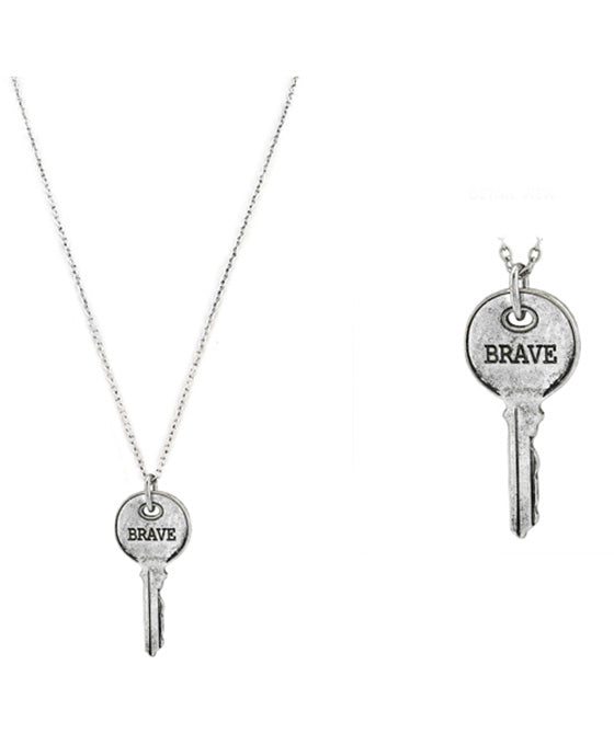 Message Key Pendant Necklace - BRAVE