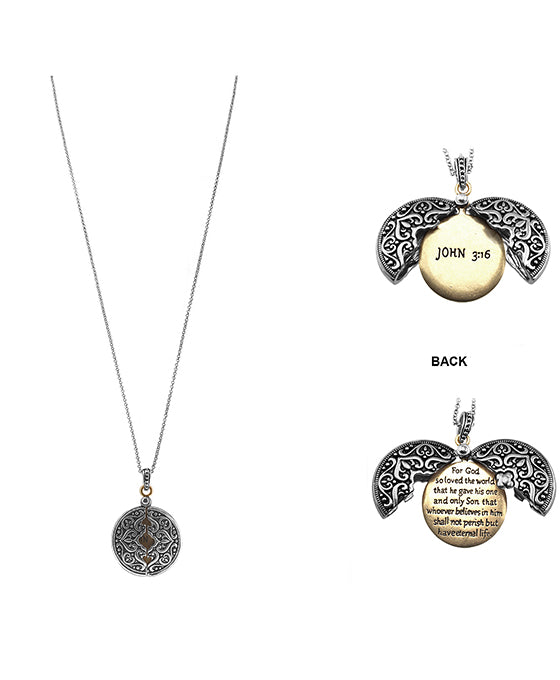 Message Locket Necklace - John 3:16