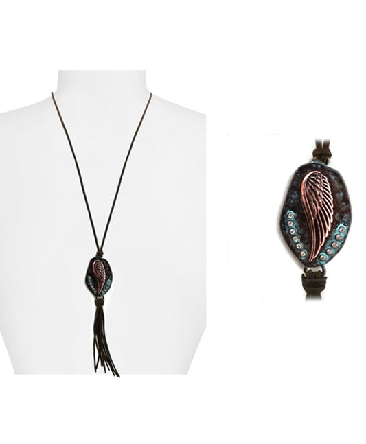 Western Style Wing w/ Suede Necklace