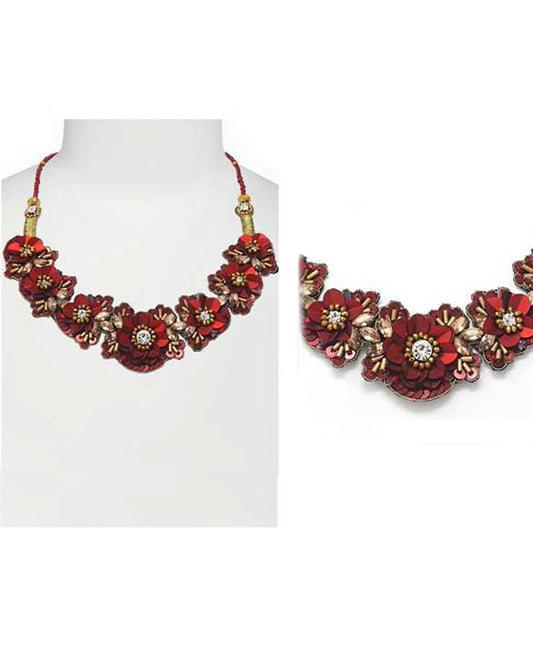 Sequin Flower Statement Necklace