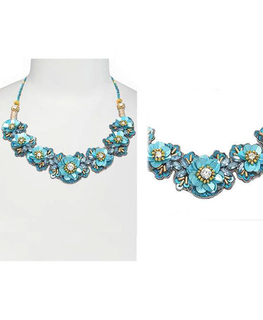 Sequin Flower Statement Necklace