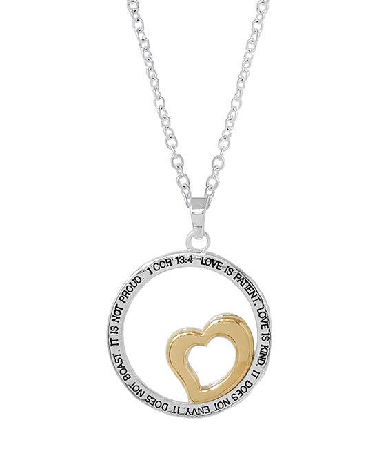 1 Cor 13:4 Heart Cutout Necklace