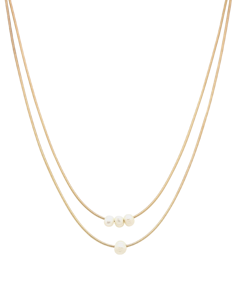 Layered Fresh Water Pearl Chain Short Necklace