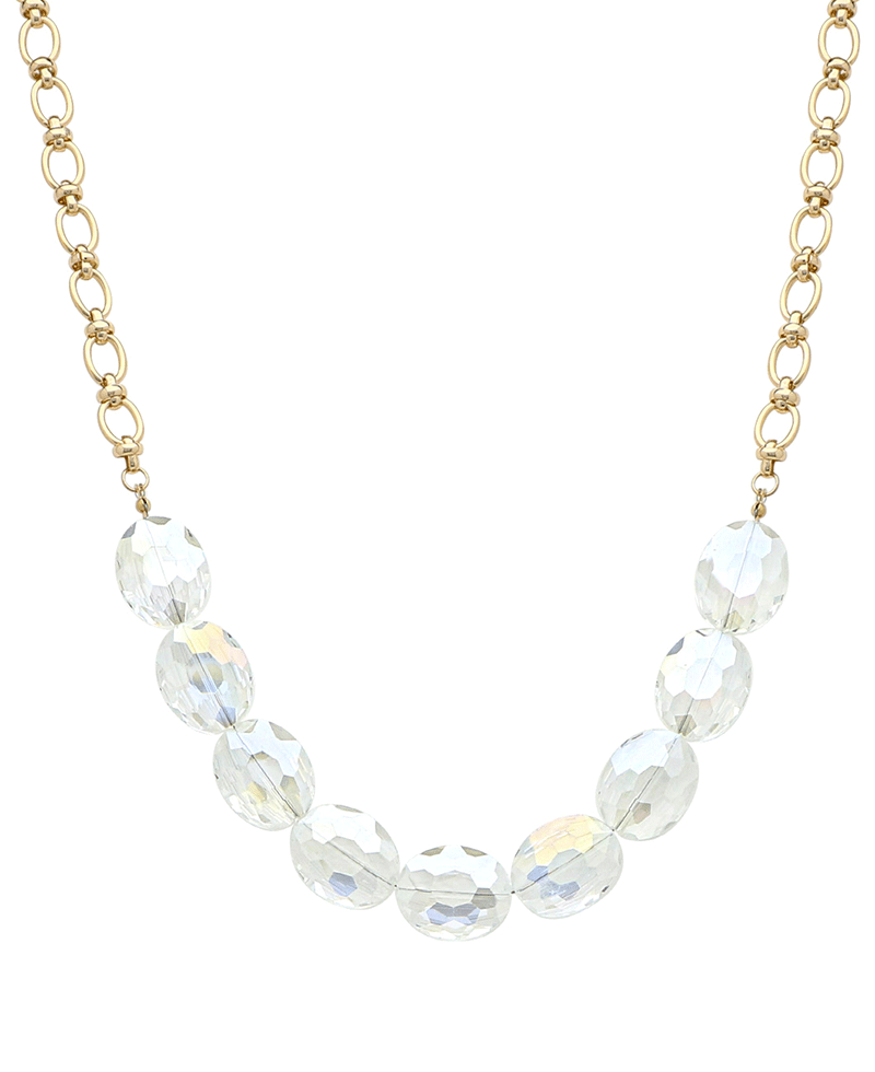 Oval Glass Chain Short Necklace