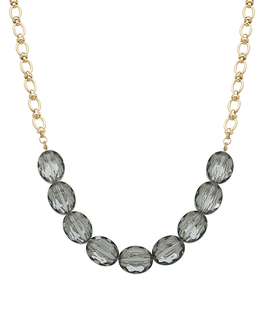 Oval Glass Chain Short Necklace