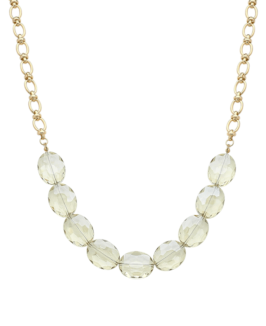 Oval Glass Chain Short Necklace