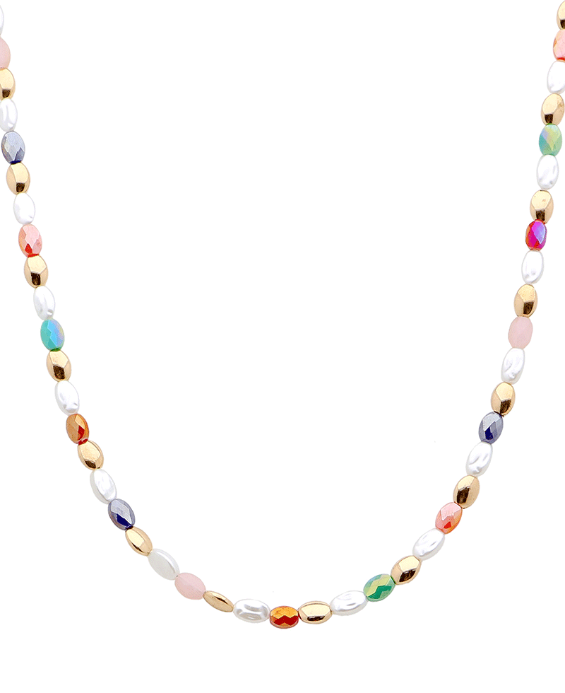 Glass & Pearl Short Necklace