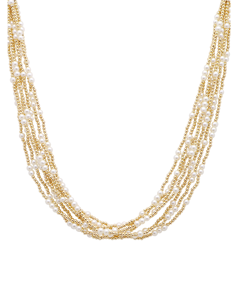 Pearl & CCB Ball 5 Layered Short Necklace