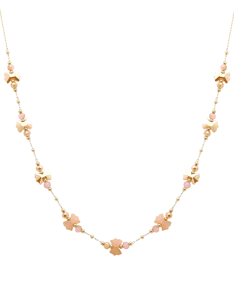 Crystal Flower Shape Station Short Necklace