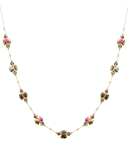 Crystal Flower Shape Station Short Necklace