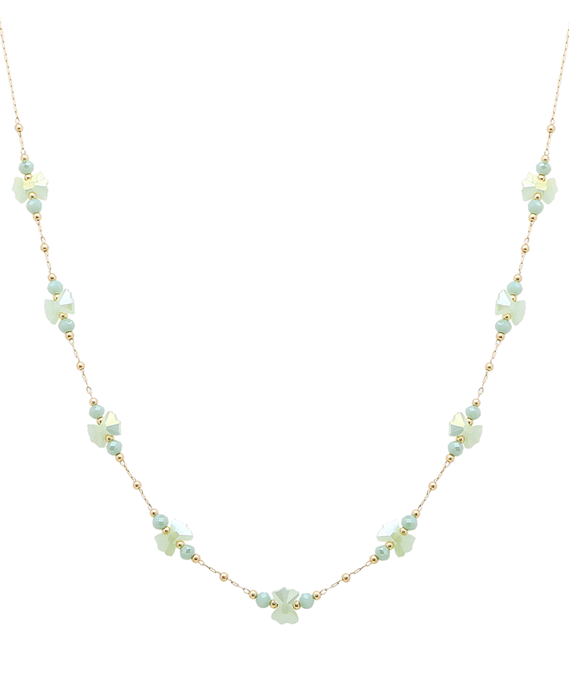 Crystal Flower Shape Station Short Necklace