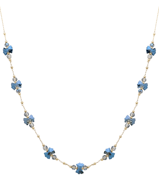 Crystal Flower Shape Station Short Necklace